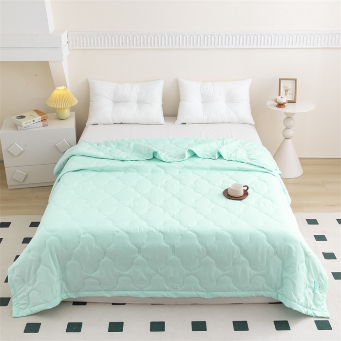 91家纺网 家纺一手货源 找家纺 梵心家纺 2026新款跨境爆款素色纯色水洗棉被TEMU热销夏被夏凉被空调 水绿色