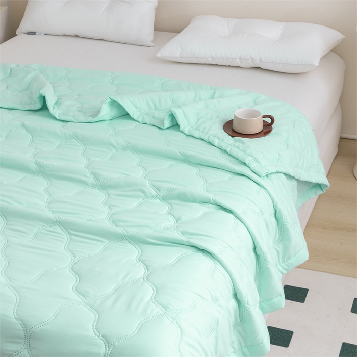 91家纺网 家纺一手货源 找家纺 梵心家纺 2026新款跨境爆款素色纯色水洗棉被TEMU热销夏被夏凉被空调 水绿色