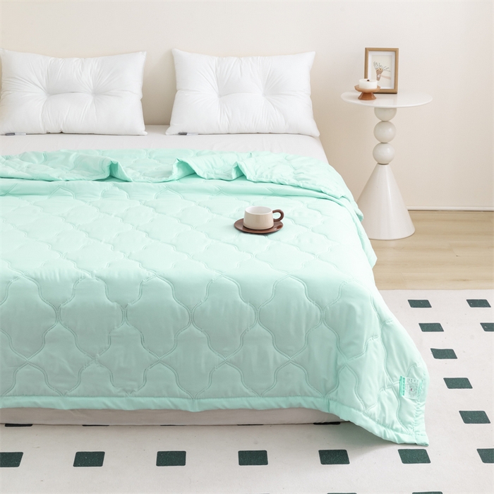 91家纺网 家纺一手货源 找家纺 梵心家纺 2026新款跨境爆款素色纯色水洗棉被TEMU热销夏被夏凉被空调 水绿色