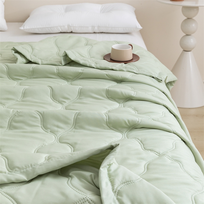 91家纺网 家纺一手货源 找家纺 梵心家纺 2026新款跨境爆款素色纯色水洗棉被TEMU热销夏被夏凉被空调 萌芽绿