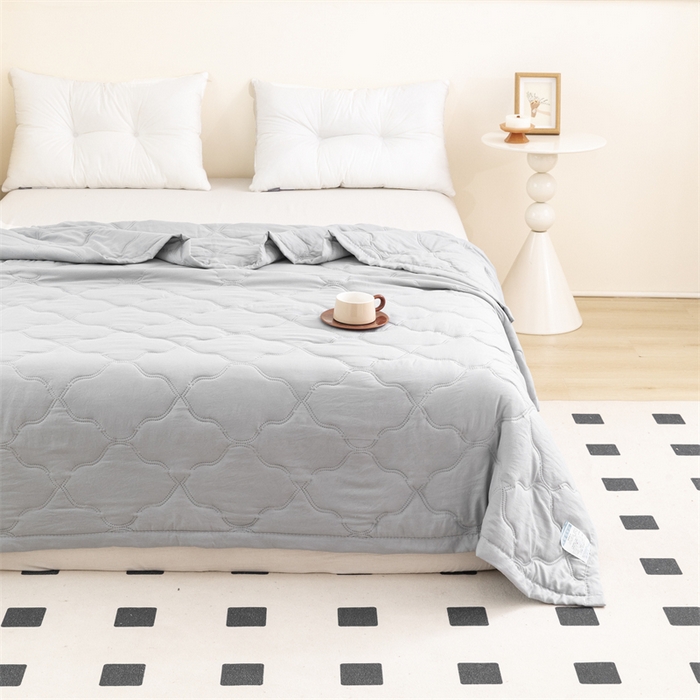 91家纺网 家纺一手货源 找家纺 梵心家纺 2026新款跨境爆款素色纯色水洗棉被TEMU热销夏被夏凉被空调 高级灰