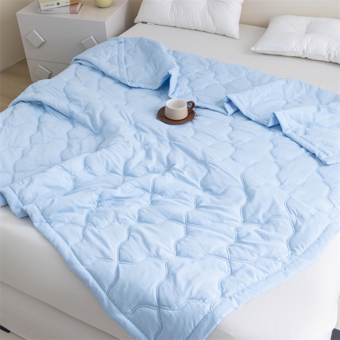 91家纺网 家纺一手货源 找家纺 梵心家纺 2026新款跨境爆款素色纯色水洗棉被TEMU热销夏被夏凉被空调 天蓝色