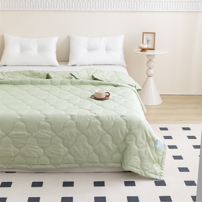 91家纺网 家纺一手货源 找家纺 梵心家纺 2026新款跨境爆款素色纯色水洗棉被TEMU热销夏被夏凉被空调 萌芽绿