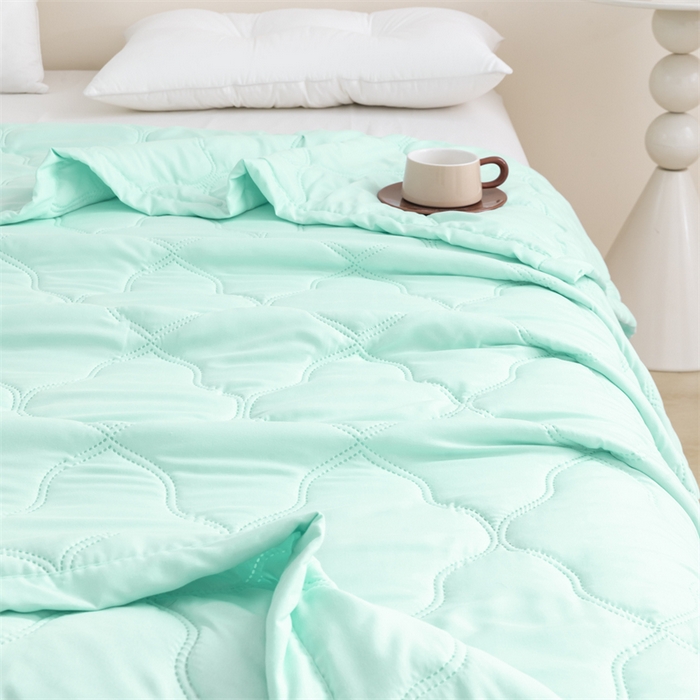 91家纺网 家纺一手货源 找家纺 梵心家纺 2026新款跨境爆款素色纯色水洗棉被TEMU热销夏被夏凉被空调 水绿色