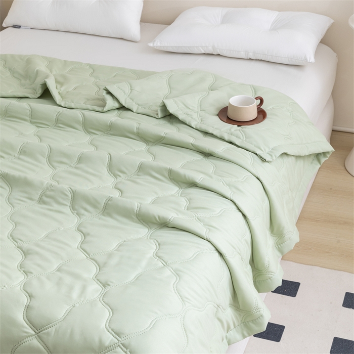 91家纺网 家纺一手货源 找家纺 梵心家纺 2026新款跨境爆款素色纯色水洗棉被TEMU热销夏被夏凉被空调 萌芽绿