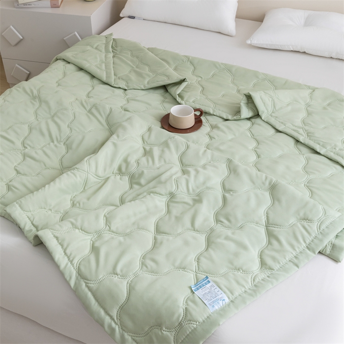 91家纺网 家纺一手货源 找家纺 梵心家纺 2026新款跨境爆款素色纯色水洗棉被TEMU热销夏被夏凉被空调 萌芽绿