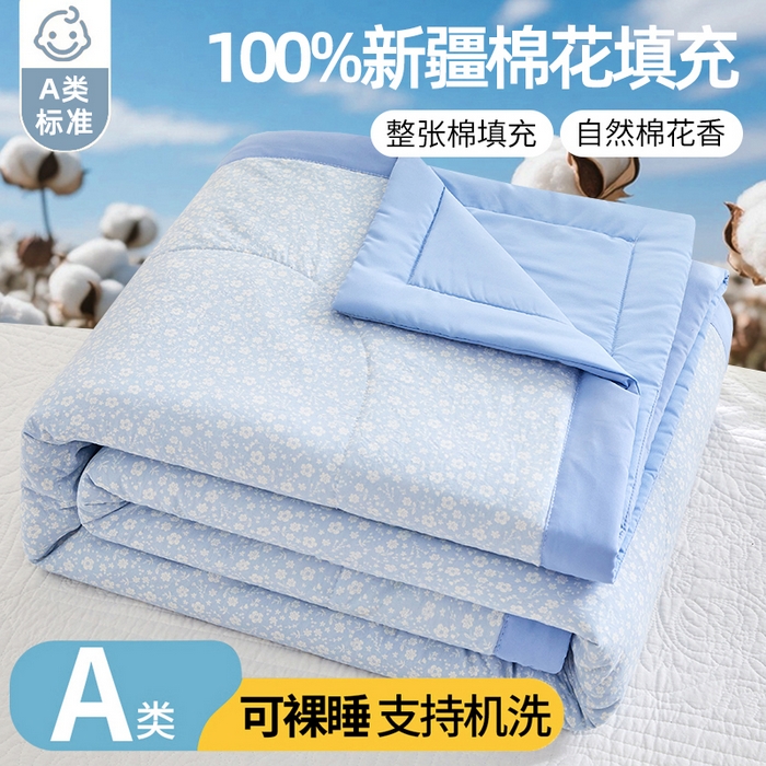 91家纺网 家纺一手货源 找家纺 （总）海洋家纺 2026新款100%新疆棉花印花夏被亲肤仿棉夏凉被纯手包边空调被薄被子 