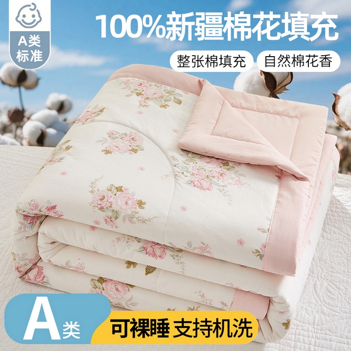 91家纺网 家纺一手货源 找家纺 （总）海洋家纺 2026新款100%新疆棉花印花夏被亲肤仿棉夏凉被纯手包边空调被薄被子 