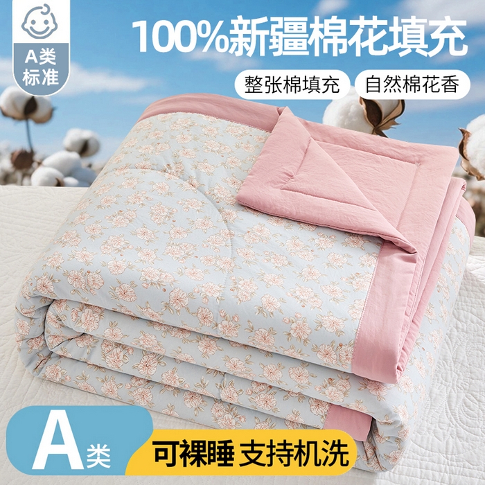 91家纺网 家纺一手货源 找家纺 （总）海洋家纺 2026新款100%新疆棉花印花夏被亲肤仿棉夏凉被纯手包边空调被薄被子 
