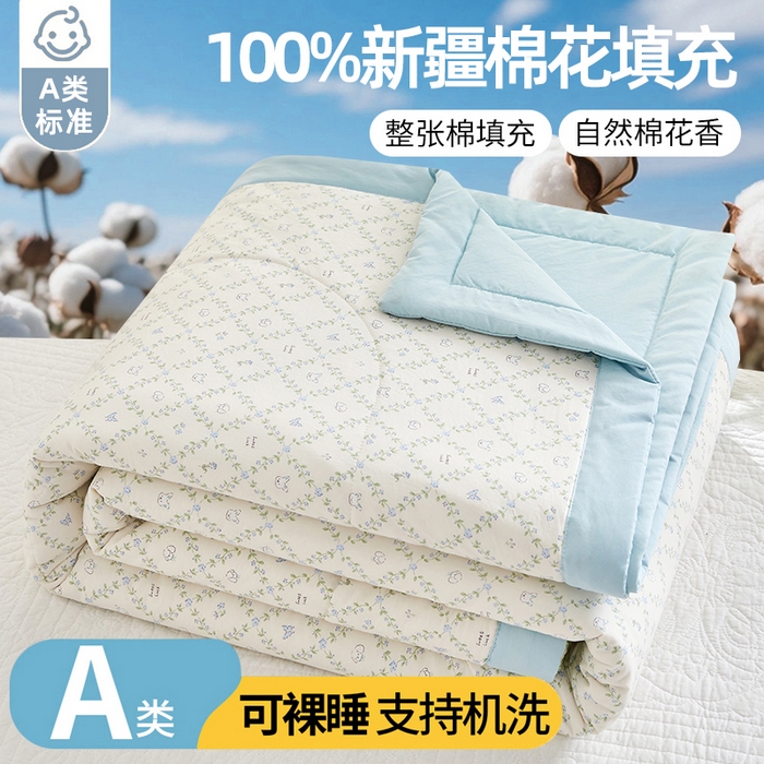 91家纺网 家纺一手货源 找家纺 （总）海洋家纺 2026新款100%新疆棉花印花夏被亲肤仿棉夏凉被纯手包边空调被薄被子 
