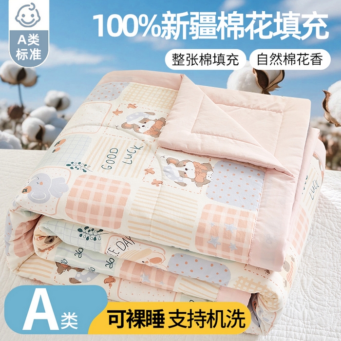 91家纺网 家纺一手货源 找家纺 （总）海洋家纺 2026新款100%新疆棉花印花夏被亲肤仿棉夏凉被纯手包边空调被薄被子 