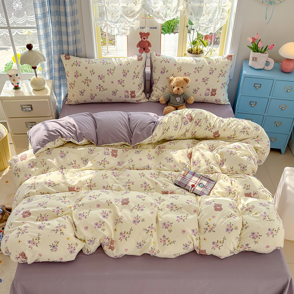 91家纺网 家纺一手货源 找家纺 （总）铺尚美家纺 2026新款A类古法水洗仿棉云感纱四件套