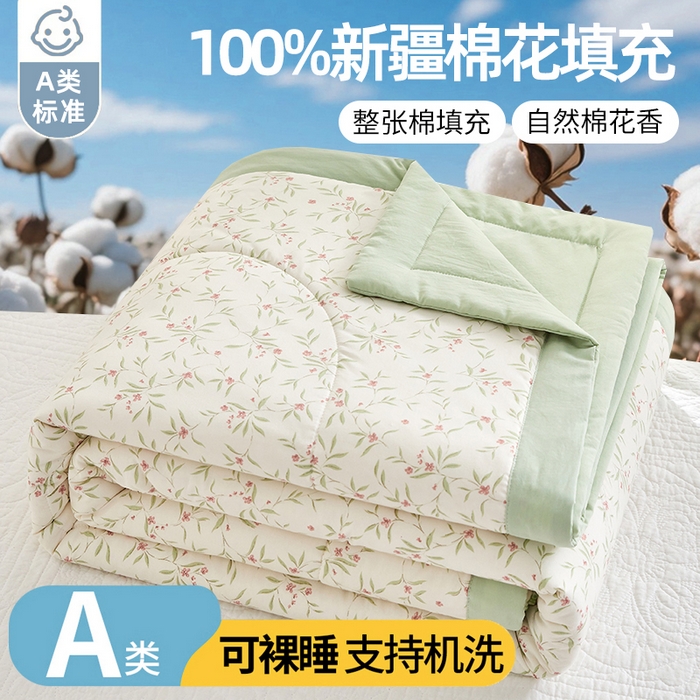 91家纺网 家纺一手货源 找家纺 （总）海洋家纺 2026新款100%新疆棉花印花夏被亲肤仿棉夏凉被纯手包边空调被薄被子 