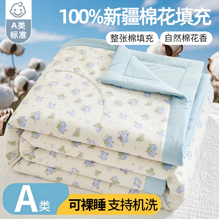 91家纺网 家纺一手货源 找家纺 （总）海洋家纺 2026新款100%新疆棉花印花夏被亲肤仿棉夏凉被纯手包边空调被薄被子 