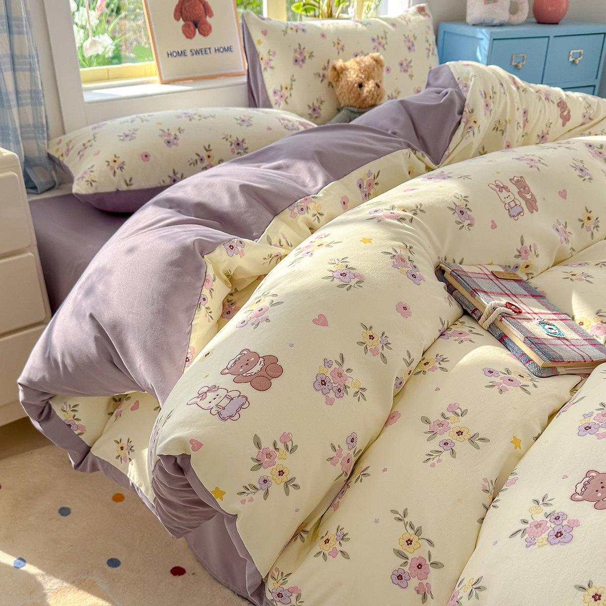 91家纺网 家纺一手货源 找家纺 （总）铺尚美家纺 2026新款A类古法水洗仿棉云感纱四件套