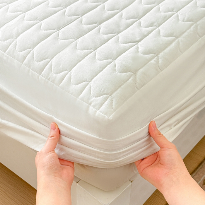 91家纺网 家纺一手货源 找家纺 岚吉家纺 2026新款纯色M格单床笠床笠单件 M格-雪月白