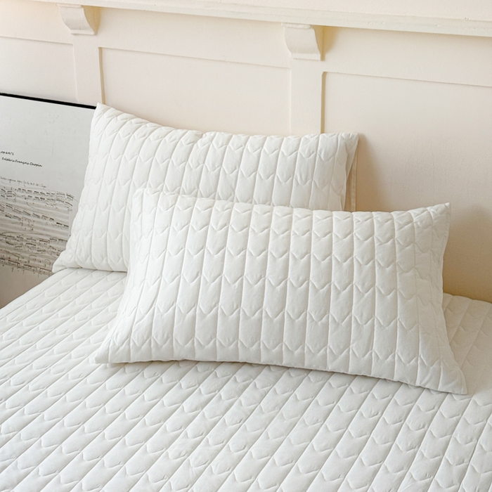 91家纺网 家纺一手货源 找家纺 岚吉家纺 2026新款纯色M格单床笠床笠单件 M格-雪月白