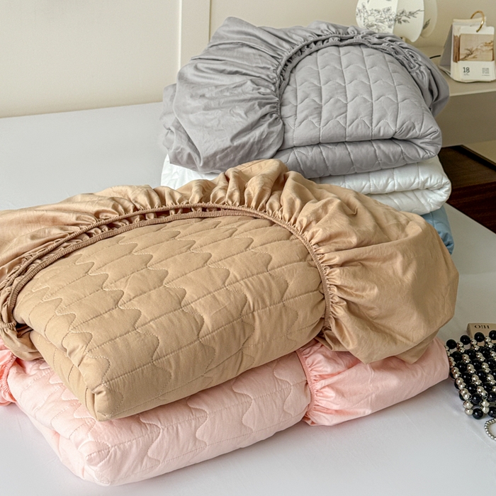 91家纺网 家纺一手货源 找家纺 岚吉家纺 2026新款纯色M格单床笠床笠单件 组合图（仅供展示不可下单）