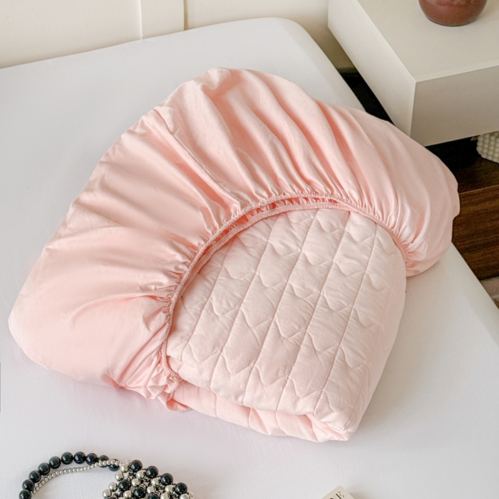 91家纺网 家纺一手货源 找家纺 岚吉家纺 2026新款纯色M格单床笠床笠单件 M格-粉玉