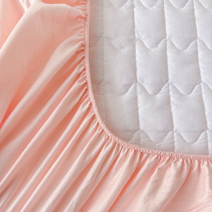 91家纺网 家纺一手货源 找家纺 岚吉家纺 2026新款纯色M格单床笠床笠单件 M格-粉玉