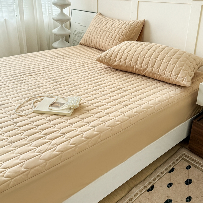 91家纺网 家纺一手货源 找家纺 岚吉家纺 2026新款纯色M格单床笠床笠单件 M格-卡其