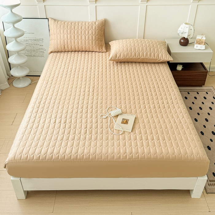 91家纺网 家纺一手货源 找家纺 岚吉家纺 2026新款纯色M格单床笠床笠单件 M格-卡其