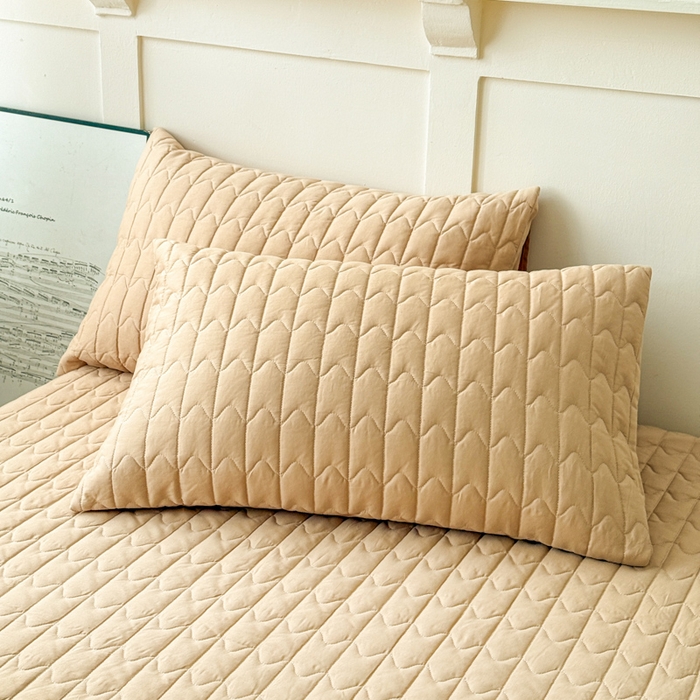 91家纺网 家纺一手货源 找家纺 岚吉家纺 2026新款纯色M格单床笠床笠单件 M格-卡其