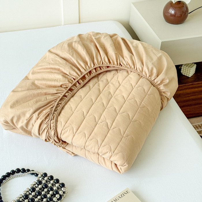 91家纺网 家纺一手货源 找家纺 岚吉家纺 2026新款纯色M格单床笠床笠单件 M格-卡其