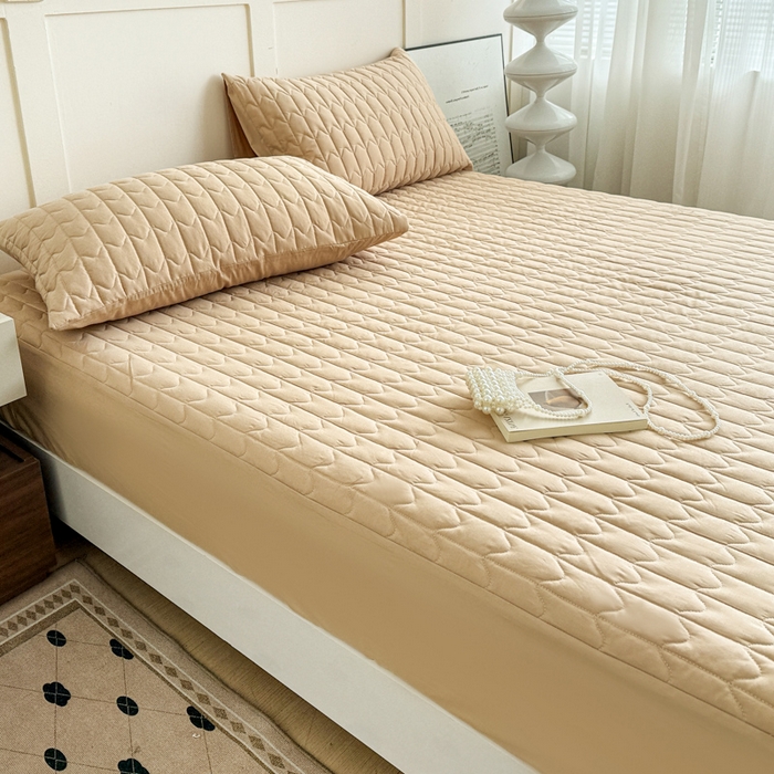 91家纺网 家纺一手货源 找家纺 岚吉家纺 2026新款纯色M格单床笠床笠单件 M格-卡其