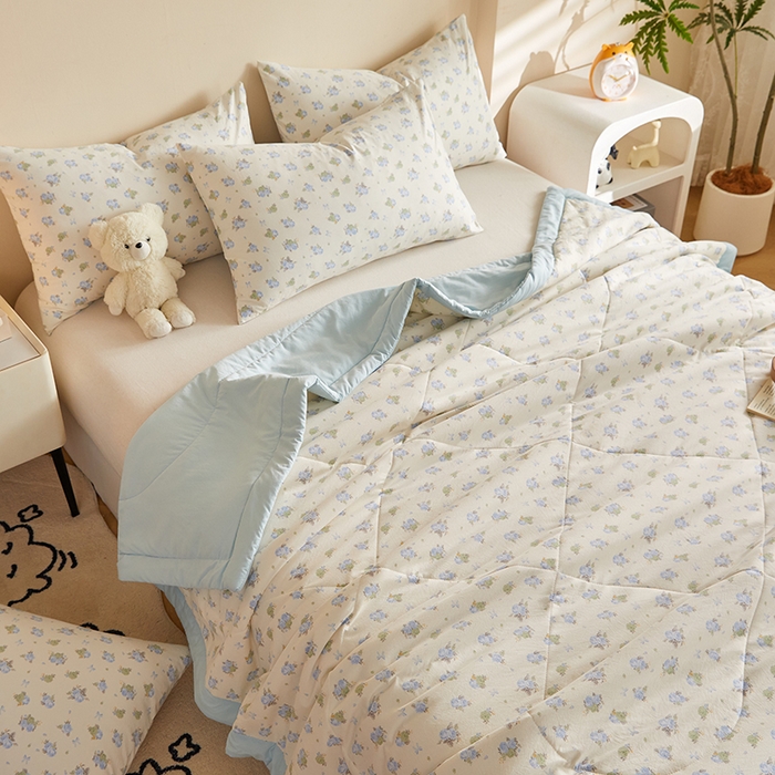 91家纺网 家纺一手货源 找家纺 （总）海洋家纺 2026新款100%新疆棉花印花夏被亲肤仿棉夏凉被纯手包边空调被薄被子 