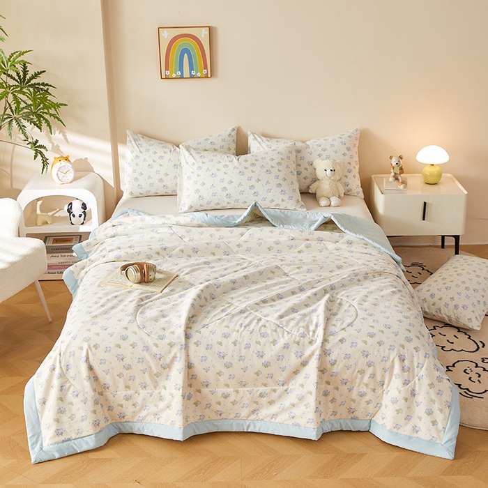 91家纺网 家纺一手货源 找家纺 （总）海洋家纺 2026新款100%新疆棉花印花夏被亲肤仿棉夏凉被纯手包边空调被薄被子 