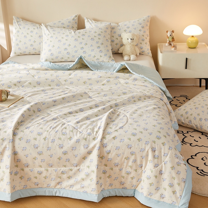 91家纺网 家纺一手货源 找家纺 （总）海洋家纺 2026新款100%新疆棉花印花夏被亲肤仿棉夏凉被纯手包边空调被薄被子 