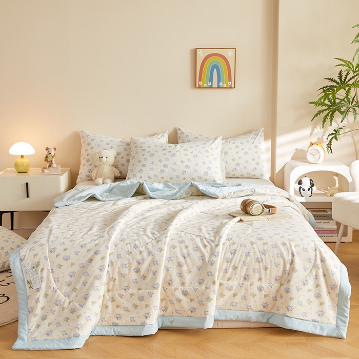 91家纺网 家纺一手货源 找家纺 （总）海洋家纺 2026新款100%新疆棉花印花夏被亲肤仿棉夏凉被纯手包边空调被薄被子 