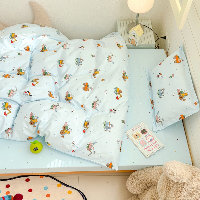 91家纺网 家纺一手货源 找家纺 良佐生活  2026年新款A类铂金精梳全棉学生三件套 挖机小分队