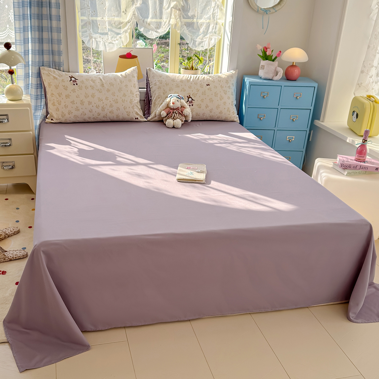 91家纺网 家纺一手货源 找家纺 铺尚美家纺 2026新款A类古法水洗仿棉云感纱四件套 安娜