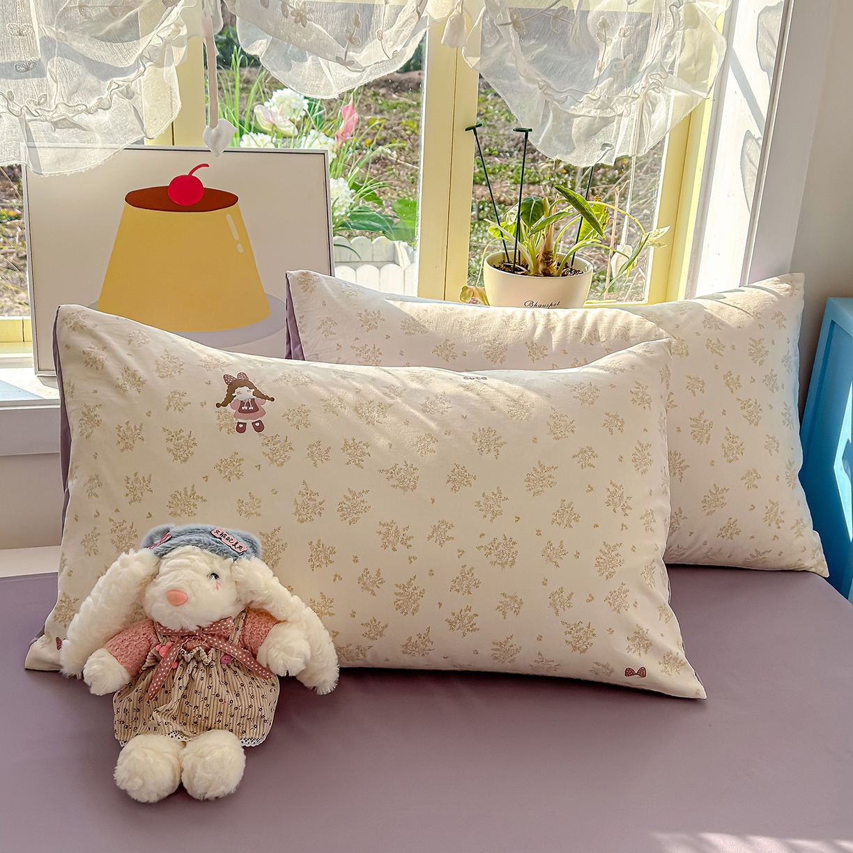 91家纺网 家纺一手货源 找家纺 铺尚美家纺 2026新款A类古法水洗仿棉云感纱四件套 安娜