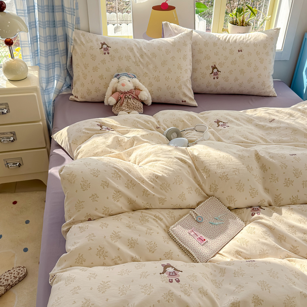 91家纺网 家纺一手货源 找家纺 铺尚美家纺 2026新款A类古法水洗仿棉云感纱四件套 安娜