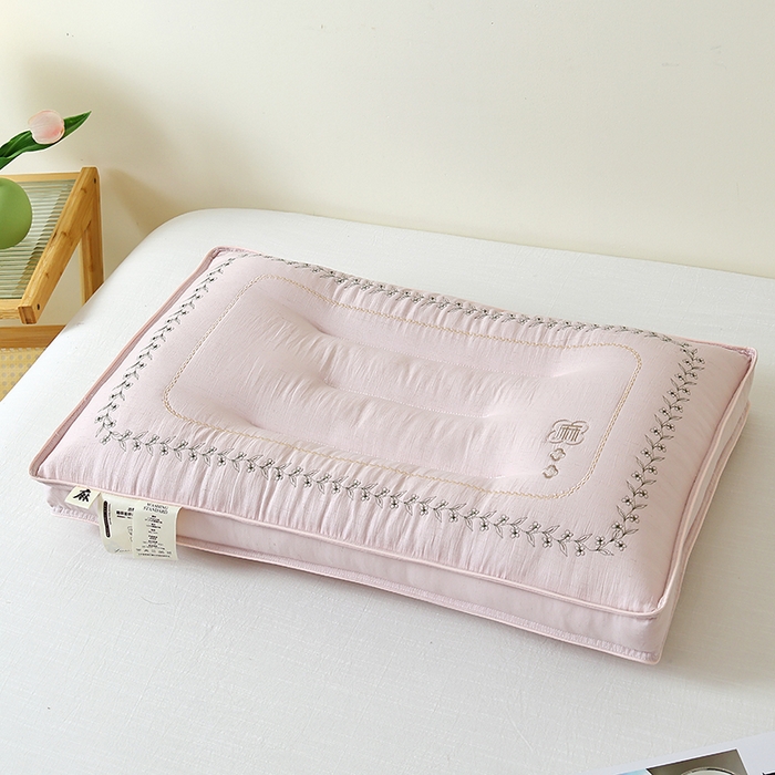 91家纺网 家纺一手货源 找家纺 糖果枕芯 2026新款亚麻护颈枕头天然亚麻枕芯贴合颈椎护颈枕芯 亚麻-粉色