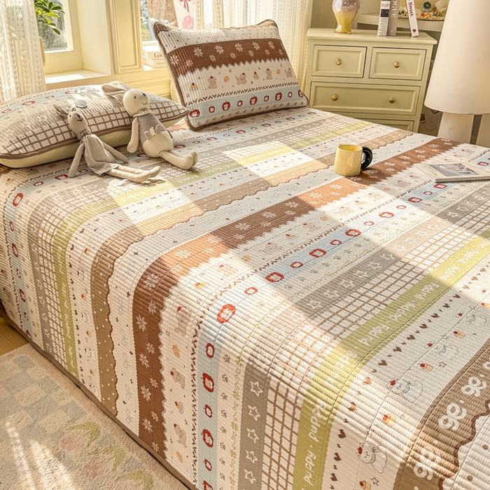 91家纺网 家纺一手货源 找家纺 家喜爱 2026新款木棉皱皱纱床盖（可提供买家秀） 蛋糕小狗