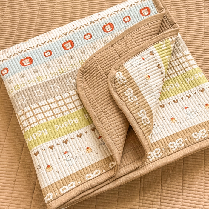 91家纺网 家纺一手货源 找家纺 家喜爱 2026新款木棉皱皱纱床盖（可提供买家秀） 蛋糕小狗