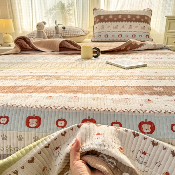 91家纺网 家纺一手货源 找家纺 家喜爱 2026新款木棉皱皱纱床盖（可提供买家秀） 蛋糕小狗