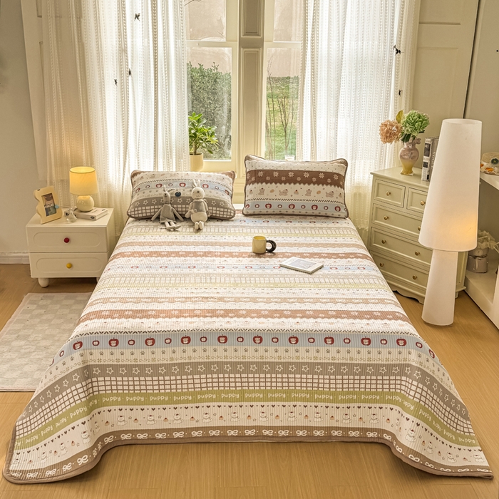 91家纺网 家纺一手货源 找家纺 家喜爱 2026新款木棉皱皱纱床盖（可提供买家秀） 蛋糕小狗