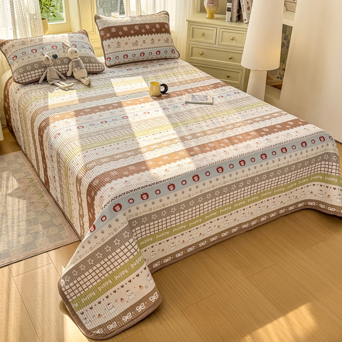 91家纺网 家纺一手货源 找家纺 家喜爱 2026新款木棉皱皱纱床盖（可提供买家秀） 蛋糕小狗