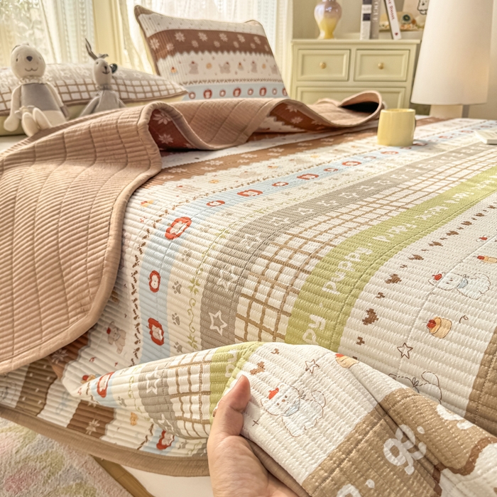 91家纺网 家纺一手货源 找家纺 家喜爱 2026新款木棉皱皱纱床盖（可提供买家秀） 蛋糕小狗