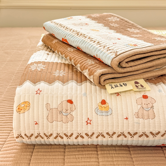 家喜爱 2026新款木棉皱皱纱床盖（可提供买家秀） 蛋糕小狗