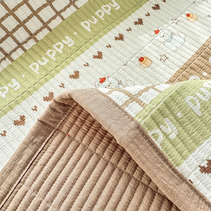 91家纺网 家纺一手货源 找家纺 家喜爱 2026新款木棉皱皱纱床盖（可提供买家秀） 蛋糕小狗