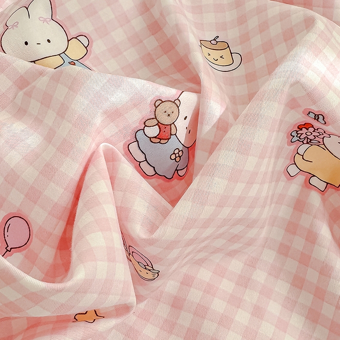 91家纺网 家纺一手货源 找家纺 良佐生活  2026年新款A类铂金精梳全棉学生三件套 乐兔粉