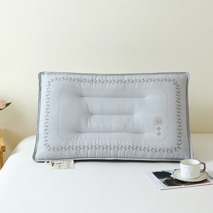 糖果枕芯 2026新款亚麻护颈枕头天然亚麻枕芯贴合颈椎护颈枕芯 亚麻-灰色