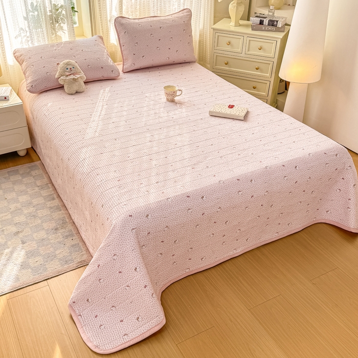 91家纺网 家纺一手货源 找家纺 家喜爱 2026新款木棉皱皱纱床盖（可提供买家秀） 粉豹Kitty