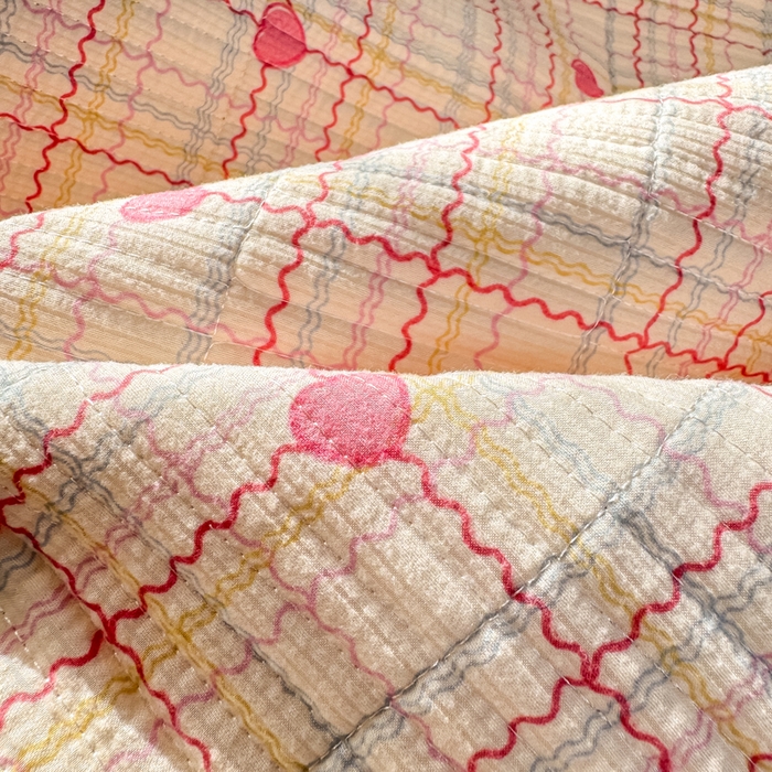 91家纺网 家纺一手货源 找家纺 家喜爱 2026新款木棉皱皱纱床盖（可提供买家秀） 粉色格格心